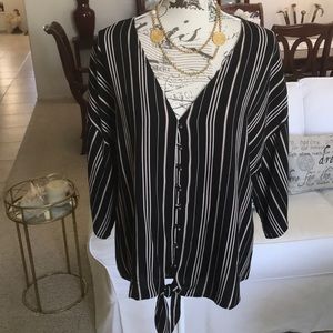 Cute black and white striped top by Maurice